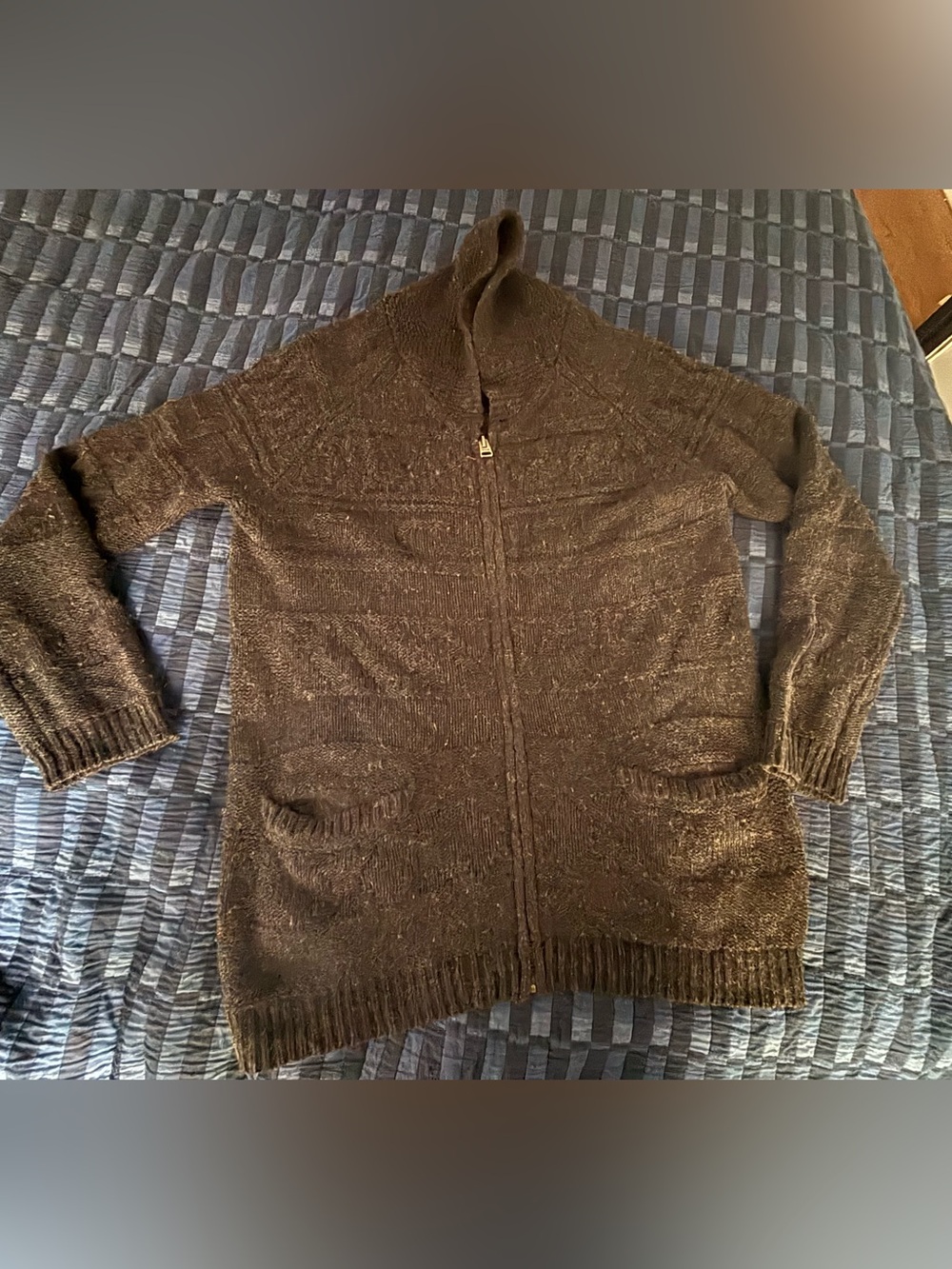 Aritzia - TNA Greyish-Brown Full‑Zip Knit Cardigan, LARGE